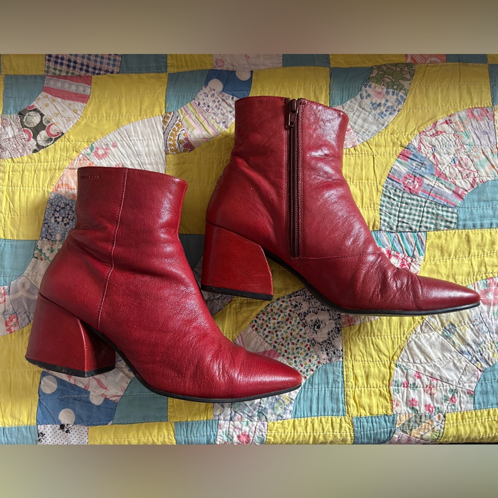 Vagabond Red Leather Olivia Booties